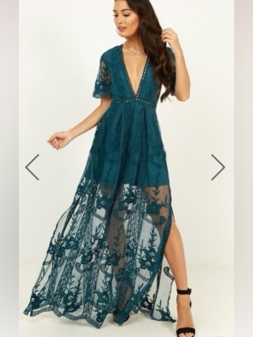 Showpo Teal Lace Maxi Dress